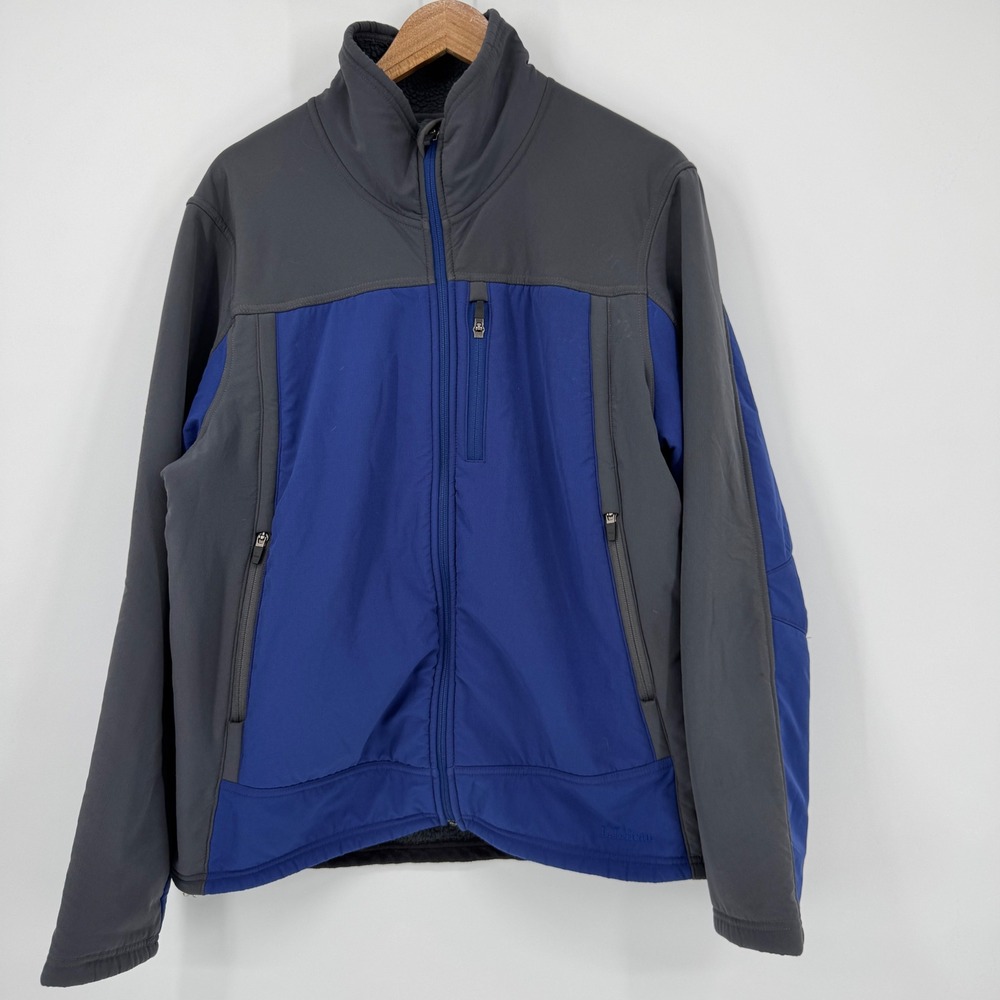 LL Bean Mens Fleece Lined Softshell Jacket Blue Gray Size Medium‎ Reg